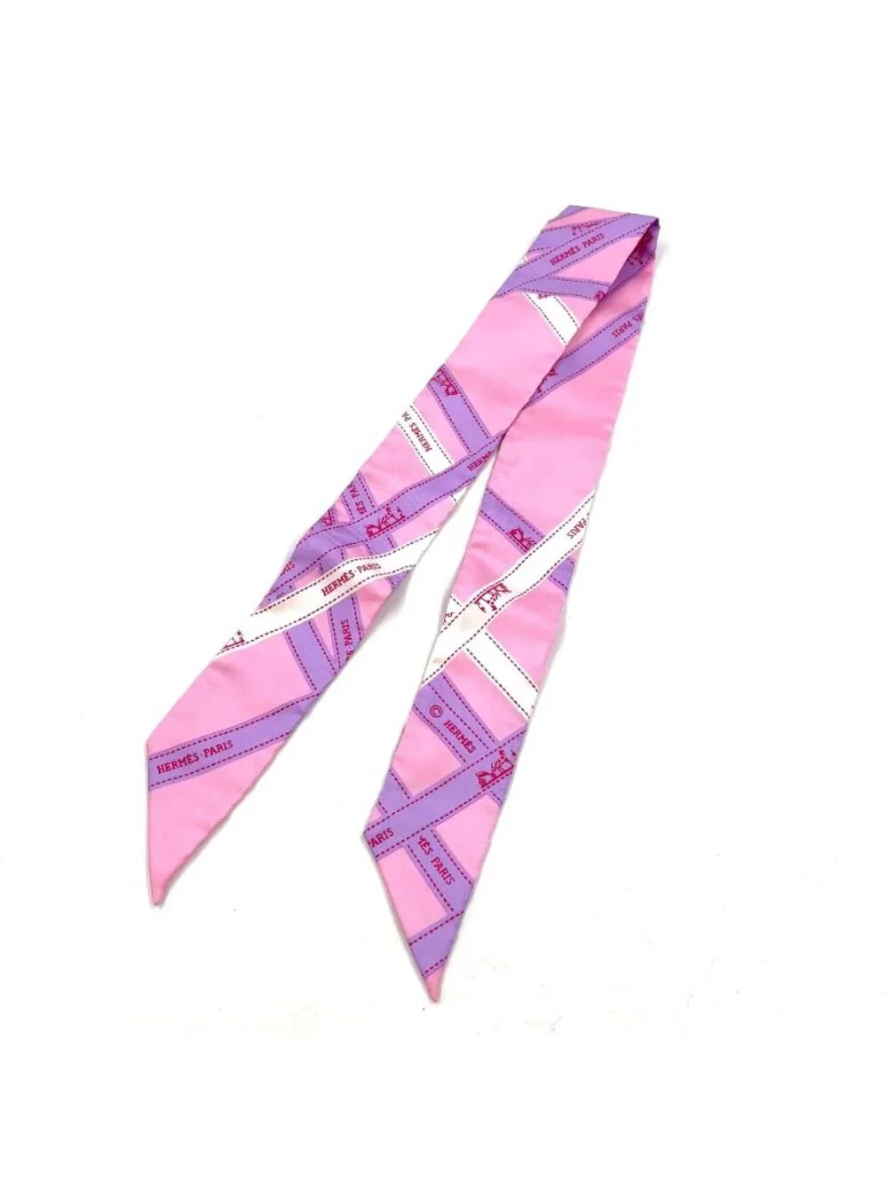 Hermes Twilly Bolduc Silk Pink Light Purple Scarf